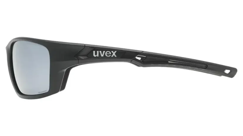 Sportovní polarizační brýle UVEX SPORTSTYLE 232 P BLACK MAT / POLAVISION MIRROR SILVER (CAT. 3)