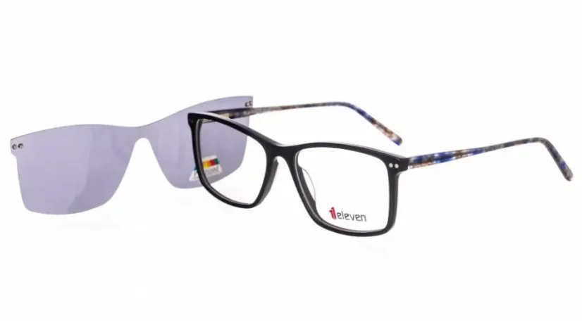 Dámská brýlová obruba s polarizačním slunečním klipem Eleven ELE1612 C3 - černá/modrá/hnědá