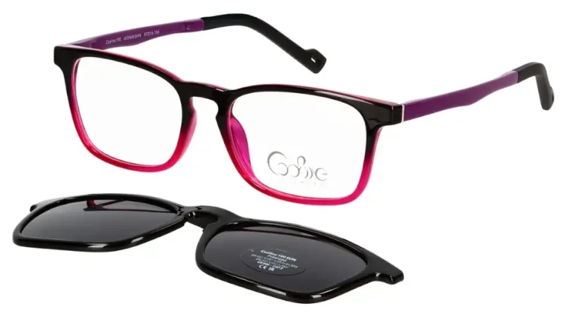 Dětská brýle se slunečním polarizačním klipem (2v1) Cooline 190 c6 black/pink - černá/růžová/fialová