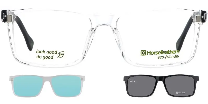 Pánská brýle se slunečním klipem HORSEFEATHERS 3050 T92 - čirá/černá
