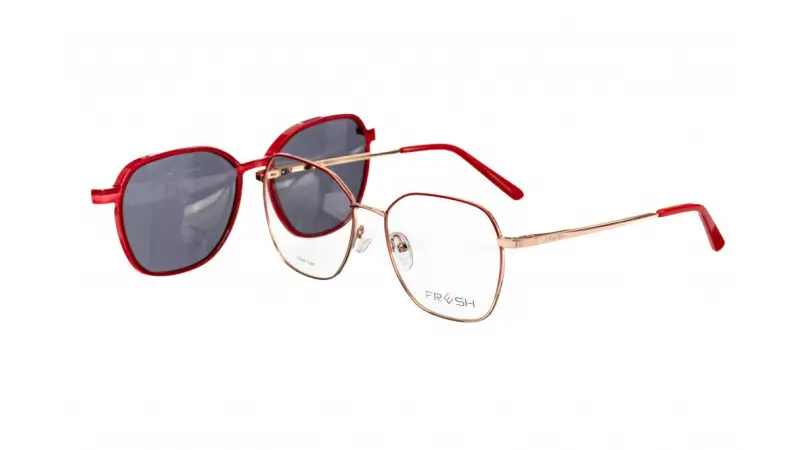 Dámská brýlová obruba se slunečním polarizačním klipem (2v1) Fresh FRE-7870-C2 - červená