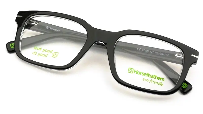 Pánská brýlová obruba se slunečním polarizačním klipem HORSEFEATHERS 3056 c01 - černá