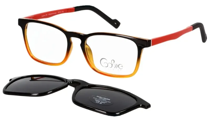 Dětská brýle se slunečním polarizačním klipem (2v1) Cooline 190 c8 black/orange - černá/oranžová/červená