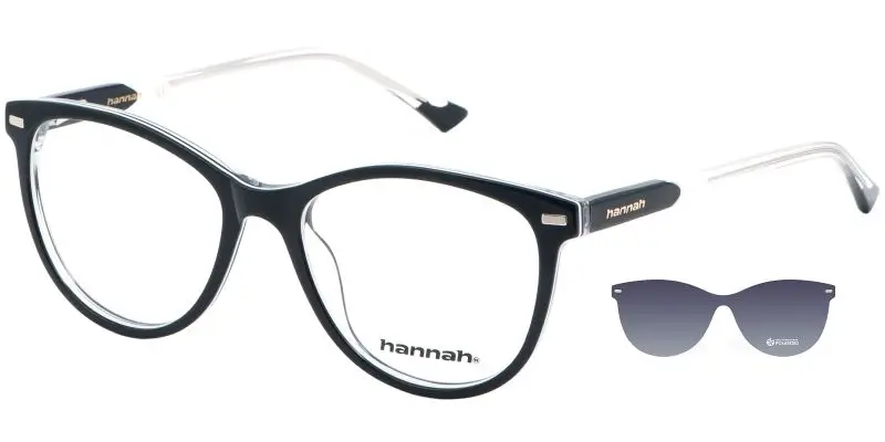 Dámská brýlová obruba s polarizačním slunečním klipem HANNAH 6712 C01 - černá/bílá