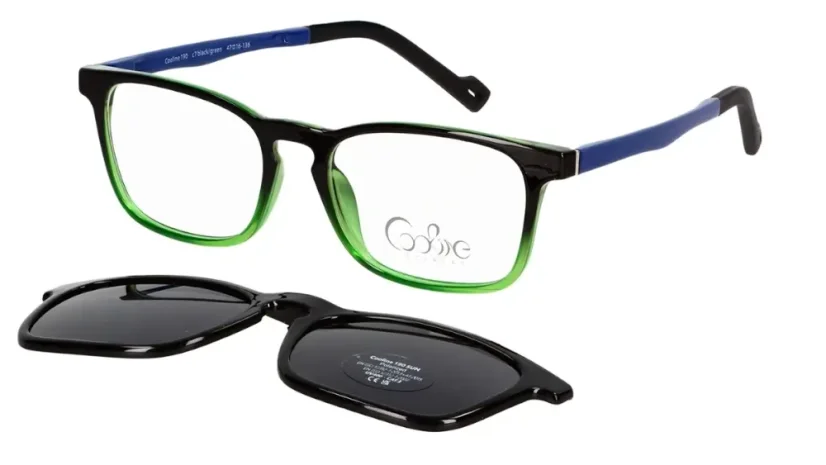 Dětská brýle se slunečním polarizačním klipem (2v1) Cooline 190 c7 black/green - černá/zelená/modrá