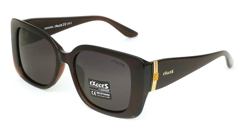 Dámské sluneční brýle EXCCES Polarized EX700 C2 - tmavohnědá/zlatá