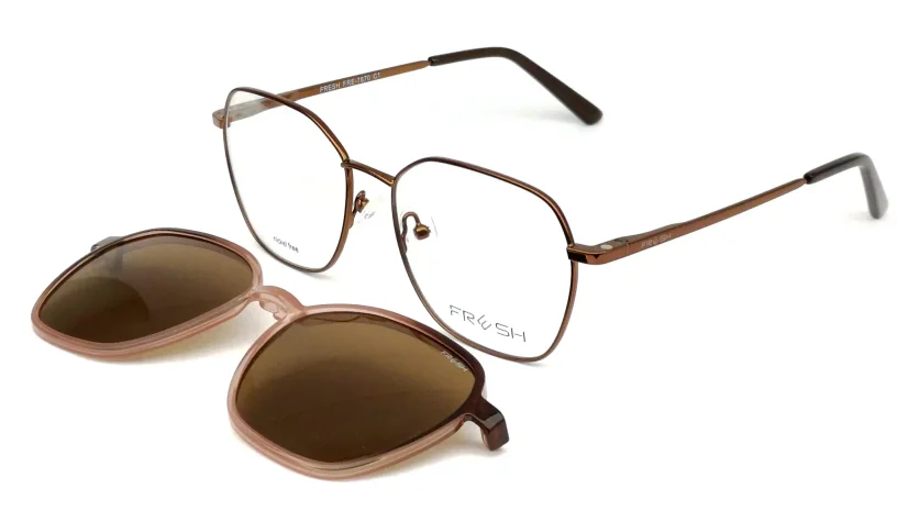 Dámská brýlová obruba s polarizačním slunečním klipem Eleven ELE7870 C1 - hnědá