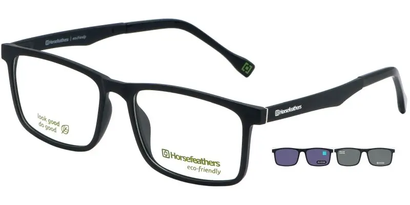 Pánská brýlová obruba se zrcadlovým slunečním klipem HORSEFEATHERS 3057 c.91 - černá