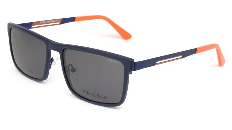 Pánská brýlová obruba se slunečním polarizačním klipem Fresh FRE-7872-C3 - modrá/oranžová