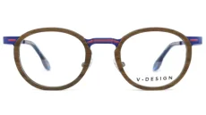 Brýlová obruba V.DESIGN VD6119 Jérôme BL - modrá/červená/dřevo-imitace