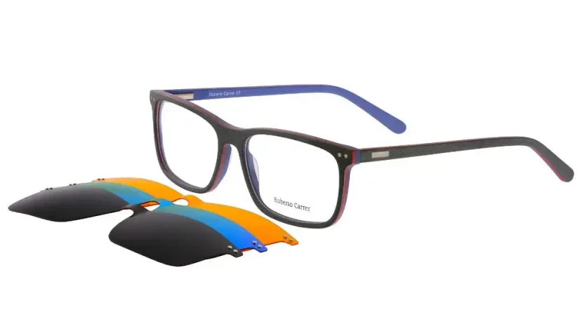 Pánské brýle (CLIP-ON) Roberto Carrer RC 1117 Col. 02 - černá/červená/modrá