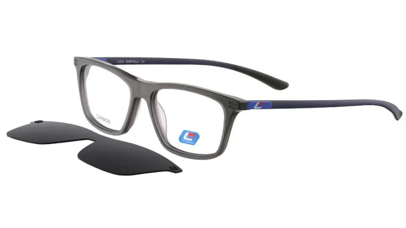 Sportovní brýlová obruba se slunečním polarizačním klipem LUCA MARTELLI SPORT LMS074 Col. 03 - šedá/modrá/tmavě modrá