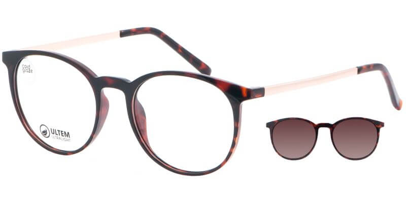 Brýle se slunečním klipem MONDOO clip-on 0614 c2 hnědá/zlatá