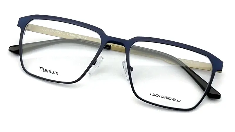 Pánská brýlová obruba Luca Martelli Titanium LM2296 COL. 03 - tmavě modrá/zlatá mat