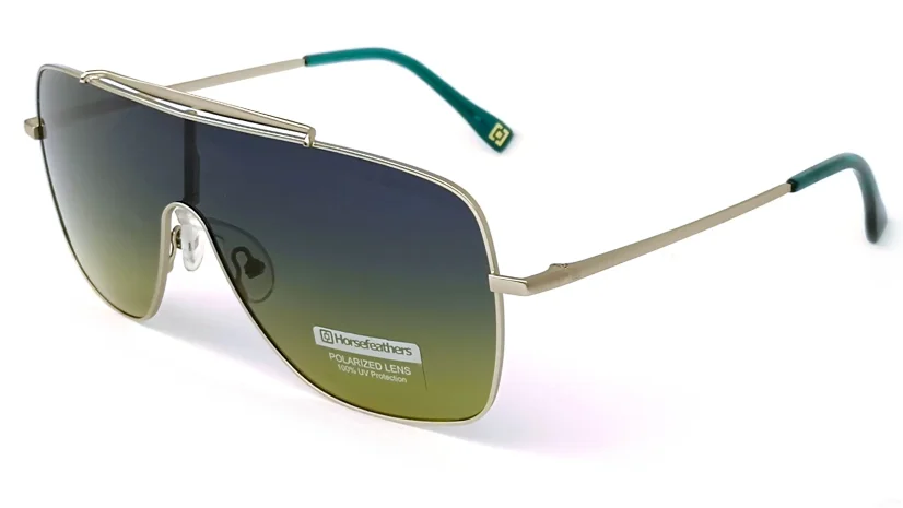 Pánské sluneční brýle s polarizací HORSEFEATHERS 393072 C4 - kovová, zabarvení modrá do žluté