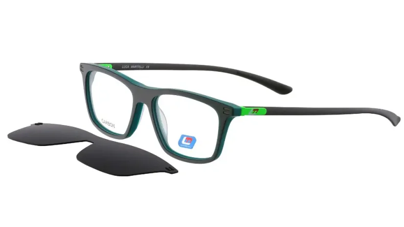 Sportovní brýlová obruba se slunečním polarizačním klipem LUCA MARTELLI SPORT LMS074 Col. 01 - černá/zelená