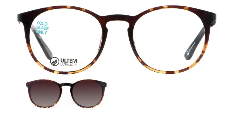 Brýlová obruba se slunečním klipem 2v1 POINT 6070 U01 - hnědá