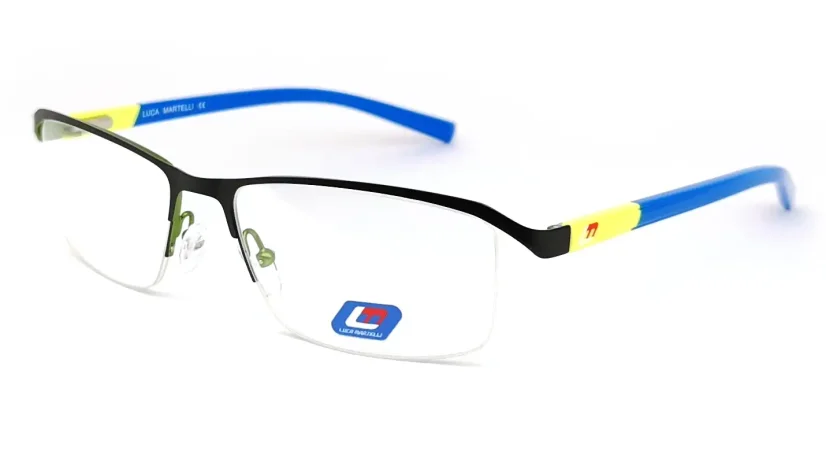 Pánská sportovní brýlová obruba Luca Martelli Sport LMS 064 Col. 01 - černá/žlutá/modrá