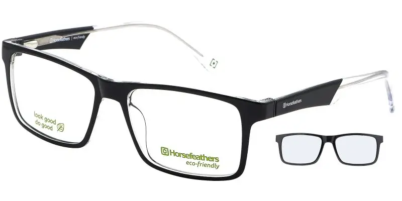 Pánská brýle se slunečním klipem HORSEFEATHERS 3050 TR5 - černá/čirá