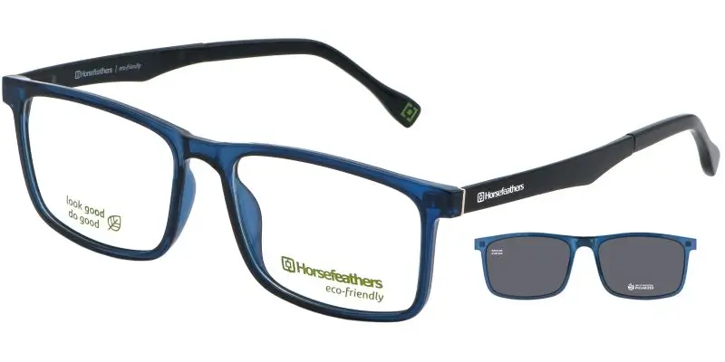Pánská brýlová obruba se zrcadlovým slunečním klipem HORSEFEATHERS 3057 c.01 - modrá