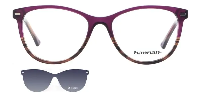 Dámská brýlová obruba s polarizačním slunečním klipem HANNAH 6712 C03 - fialová/hnědá