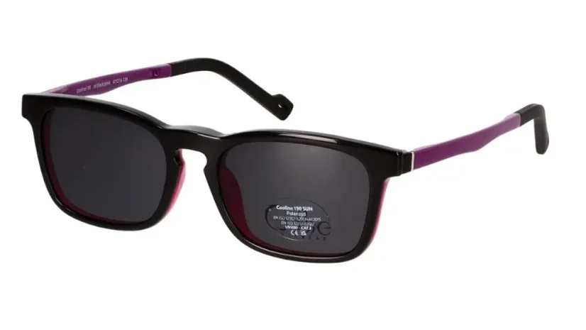 Dětská brýle se slunečním polarizačním klipem (2v1) Cooline 190 c6 black/pink - černá/růžová/fialová