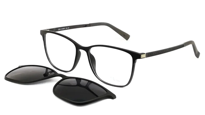 Dioptrické brýle se slunečním polarizačním klipem (2v1) CRH-Brillen 0-50911 - černá