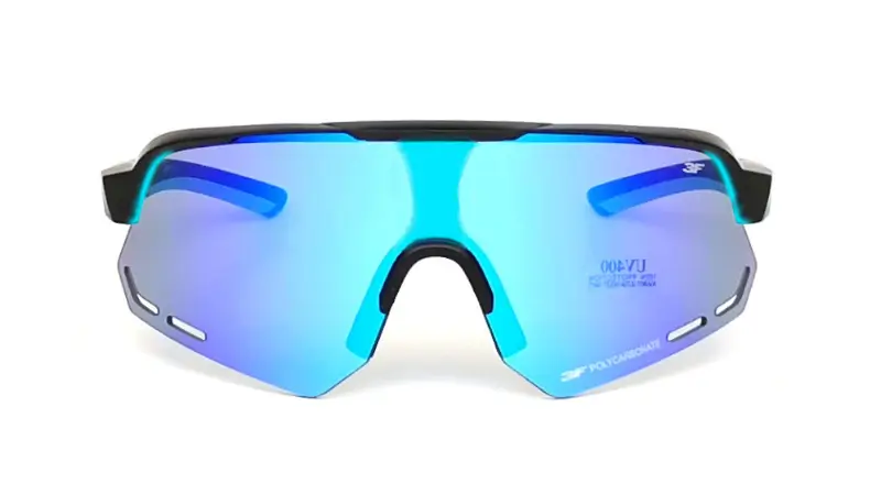 Univerzální sluneční sportovní brýle 3F New Version 1931 - černá/modrá, modrý odlesk