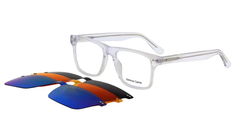 Unisex brýle se slunečním klipem 2v1 Roberto Carrer RC 1083 c1 - čirá