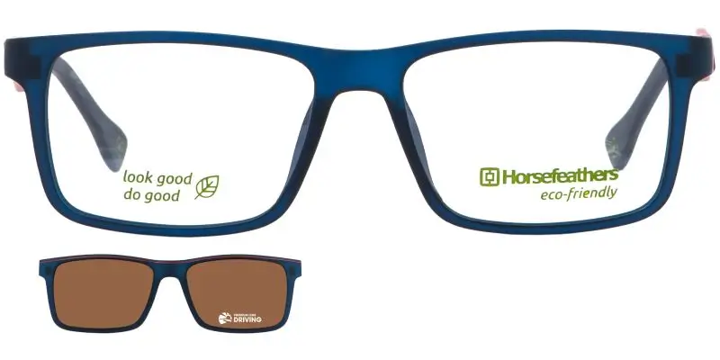 Pánská brýle se slunečním klipem HORSEFEATHERS 3050 TR4 - modrtá/červená/černá