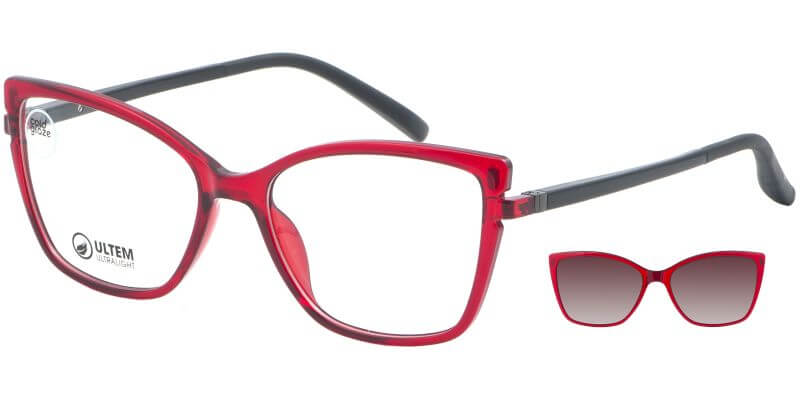 Dámská brýlová obruba se slunečním klipem MONDOO clip-on 0601 c3 červená