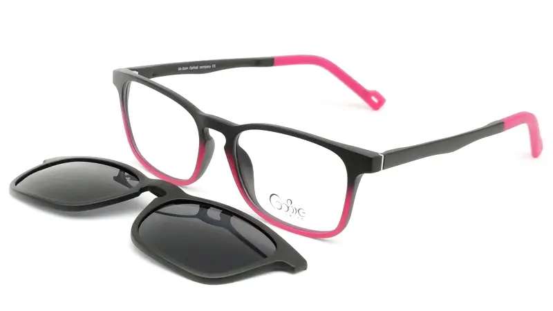 Dětská brýlová obruba se slunečním klipem (2v1) Cooline 132 matt - černá/růžová