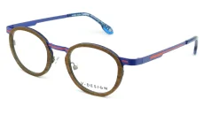 Brýlová obruba V.DESIGN VD6119 Jérôme BL - modrá/červená/dřevo-imitace