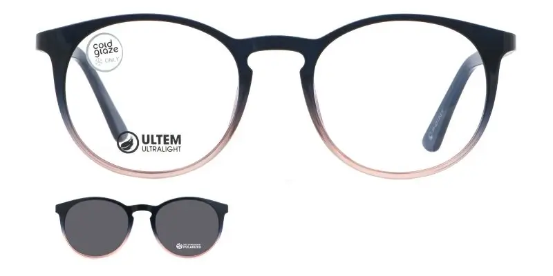 Brýlová obruba se slunečním klipem 2v1 POINT 6070 U09 - modrá/béžová